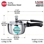 Hawkins 1.5 Litre Triply Stainless Steel Small Pressure Cooker Inner Lid Design
