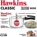 Hawkins 3-Liter Wide Aluminum Pressure Cooker - Spacious and Efficient Cooking