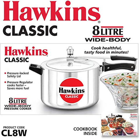 Hawkins 8 Liter Wide Aluminium Pressure Cooker