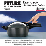 Hawkins Futura 4 Liter Hard Anodized Pressure Cooker - Energy-Efficient Cookware