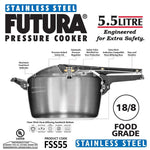 Hawkins Futura Stainless Steel 5.5 Liter Pressure Cooker