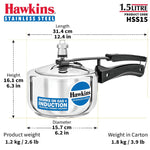 Hawkins Stainless Steel 1.5 Liter Small Induction Pressure Cooker