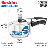 Hawkins Stainless Steel 1.5 Liter Small Induction Pressure Cooker