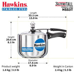 Hawkins Stainless Steel 3 Liter Induction Pressure Cooker – Tall & Durable