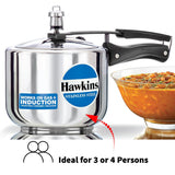 Hawkins Stainless Steel 3 Liter Induction Pressure Cooker – Tall & Durable