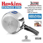 Hawkins Stainless Steel 3 Liter Wide Induction Pressure Cooker