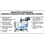 Hawkins Stainless Steel 3 Liter Wide Induction Pressure Cooker